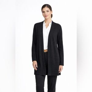 Eileen Fisher Blackish Navy Waffle  Textured Cardigan
